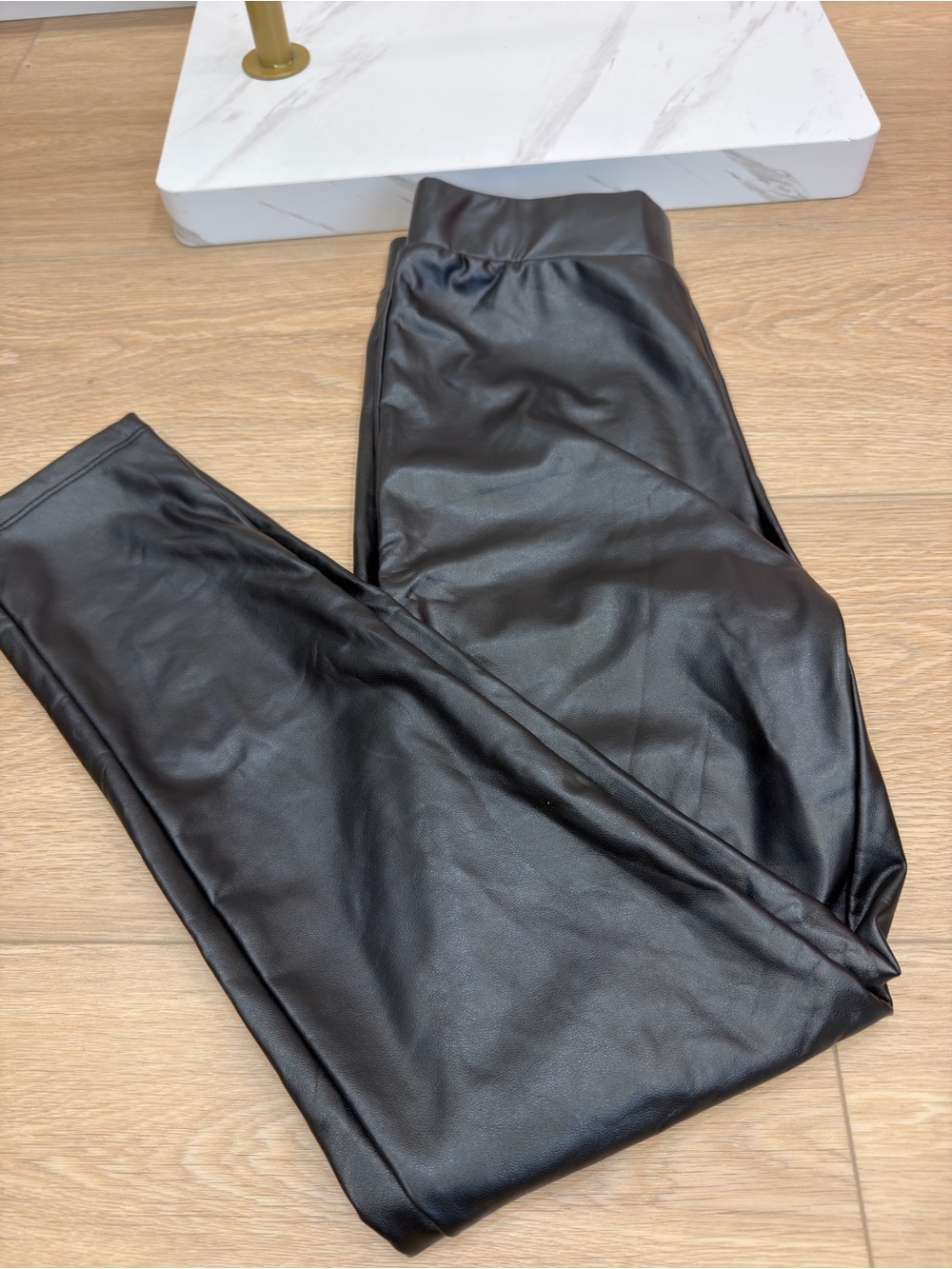 High-Waist Black Faux Leather Leggings